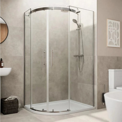 Affine 1200 X 800mm Offset Quadrant Shower Enclosure Frameless Non Slip TrayLh from B&Q
