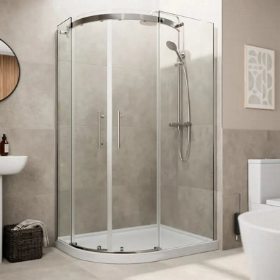 Affine 1200 X 800mm Offset Quadrant Shower Enclosure Frameless Raised Non Slip Tray Lh from B&Q