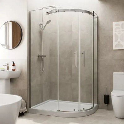 Affine 1200 X 900mm Offset Quadrant Shower Enclosure Frameless Raised Non Slip Tray Rh from B&Q