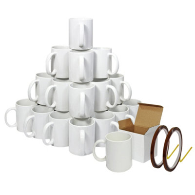Monstershop 72 Sublimation Mugs With Boxes & Heat Tape Roll White
