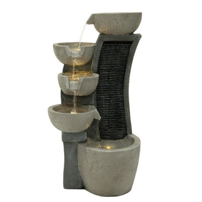 MonsterShop Outdoor Water Feature Garden Fountain Led Plug-In Pump Sleek Streams from B&Q