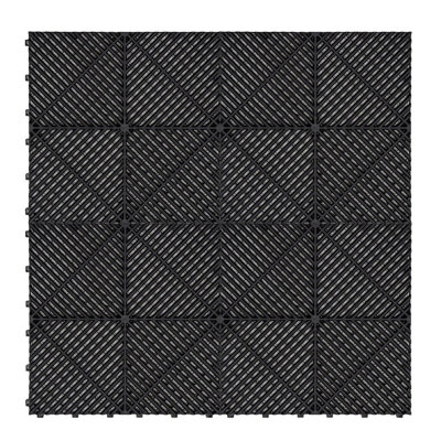 Monstershop Black Vented Garage Floor Tiles (X120) With Edges (X46) Size 46