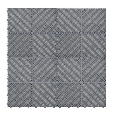 Monstershop Grey Vented Garage Floor Tiles (X120) With Edges (X46) Size 46