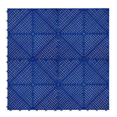 Monstershop Blue Vented Garage Floor Tiles (X120) With Edges (X46) Size 46