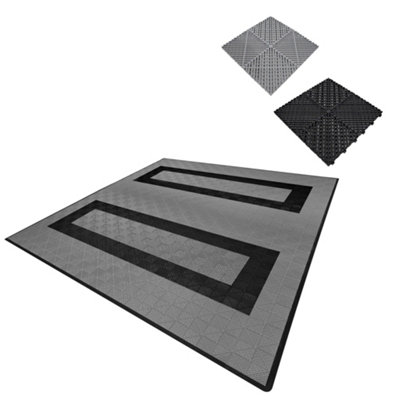B&Q -  Vented Garage Floor Tiles Grey (X165)Black (X60) With Edges (X60)