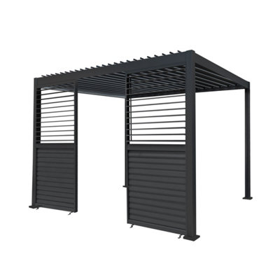 B&Q -  Metal Pergola 3M X 3M Anthracite Grey & 2 Shutter Side Panels