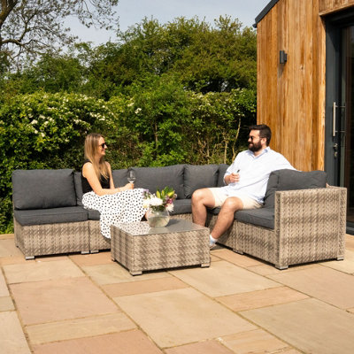 MonsterShop Rattan Modular 7 Piece Furniture SetGrey from B&Q