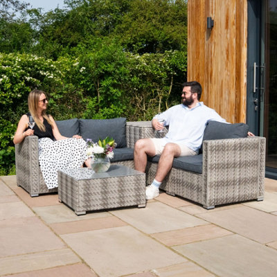 MonsterShop Rattan Modular 6 Piece Furniture SetGrey from B&Q