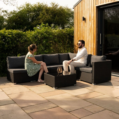 Monstershop Rattan Modular 7 Piece Furniture Set - Black