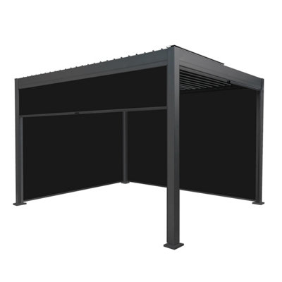 B&Q -  Metal Pergola 3M X 4M Grey 4 Retractable Anthracite Mesh Blinds