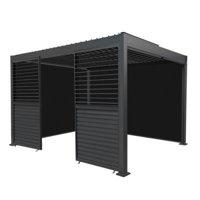 B&Q -  Metal Pergola 3 X 4M Grey 4 Retractable Anthracite Blinds & 2 Panels