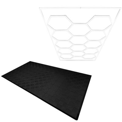 Monstershop Hexagon Led & Vented Garage Floor Tiles X 120 With Edges - Light/Black