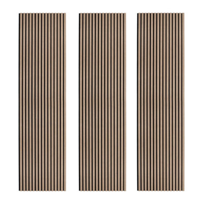 MonsterShop Acoustic Slat Wall Panels X 3Light Walnut from B&Q