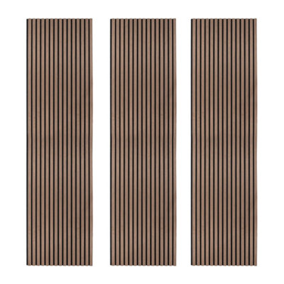 MonsterShop Acoustic Slat Wall Panels X 3Dark Walnut from B&Q