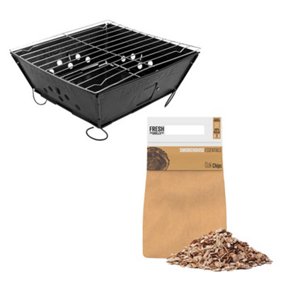 Monstershop Unisex Black Portable Bbq With Oak Wood Chips In - Image 5