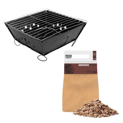 Monstershop Portable BBQ with Hickory Wood Chips in Black - Image 3