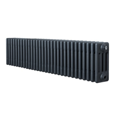 B&Q -  Traditional 4 Column Radiator 300mm X 1370mm Modern Central Heating Heater Matt Anthracite Grey