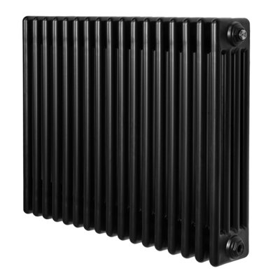 MonsterShop Traditional 4 Column Radiator 600mm X 785mm Modern Central Heating Heater Matt Black