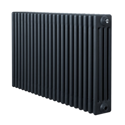 MonsterShop Traditional 4 Column Radiator 600mm X 1010mm Modern Central Heating Heater Matt Anthracite Grey from B&Q