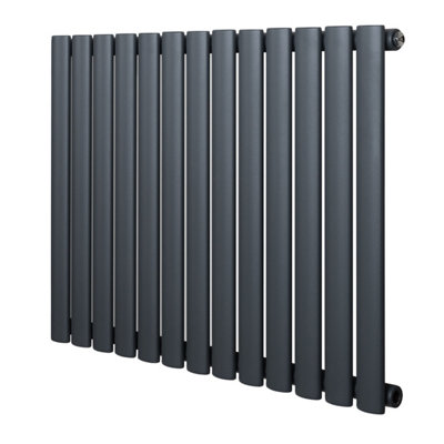 B&Q -  Oval Single Column Radiator 600 X 780mm Modern Designer Single Panel