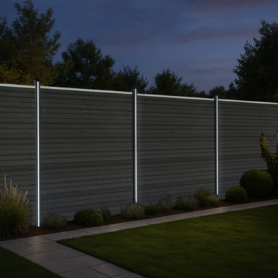 MonsterShop Composite Fence Panels Kit X 3 & Posts X 4 SetGrey from B&Q