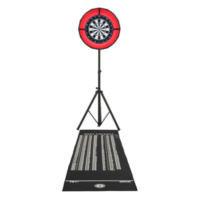 MonsterShop Dart Board Set Bristle Dartboard Led Ring Light Self Healing Surround Kit from B&Q