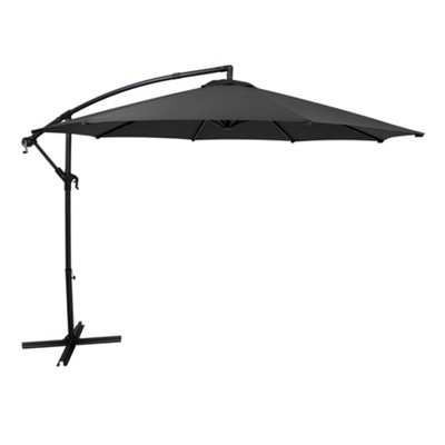 MonsterShop Cantilever Parasol 3M Grey Garden Banana Hanging Umbrella from B&Q