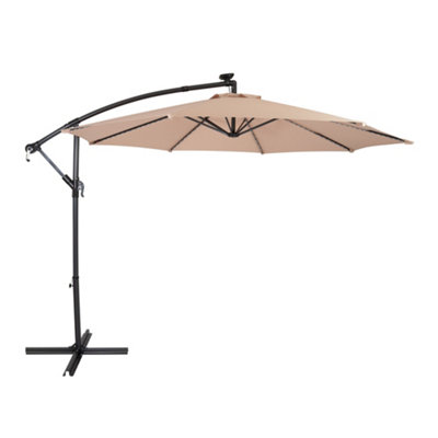 MonsterShop Led Cantilever Parasol 3M Beige Garden Banana Hanging Umbrella from B&Q
