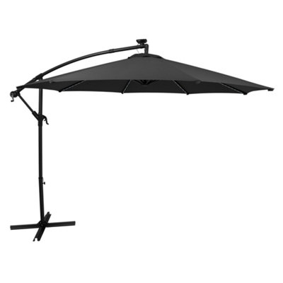 MonsterShop Led Cantilever Parasol 3M Grey Garden Banana Hanging Umbrella from B&Q