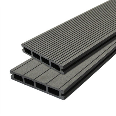 MonsterShop Composite Wpc Decking Boards Grey X 7 Reversible from B&Q