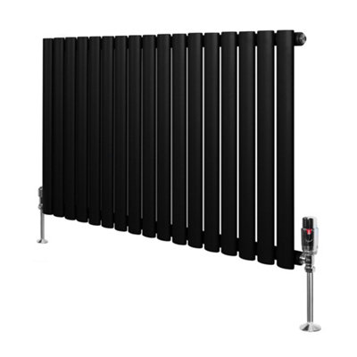 MonsterShop Oval Single Column Radiator 600mm X 1020mm & Trv Chrome Valves Modern Designer Single Panel