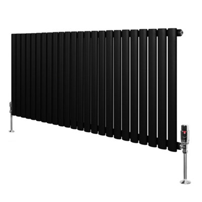 MonsterShop Oval Single Column Radiator 600mm X 1440mm & Trv Chrome Valves Modern Designer Single Panel from B&Q