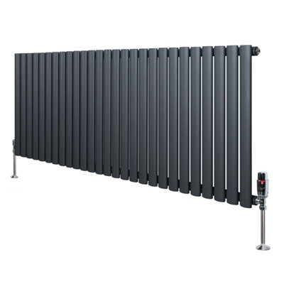 B&Q -  Oval Single Column Radiator 600mm X 1620mm & Trv Chrome Valves Modern Designer Single Panel