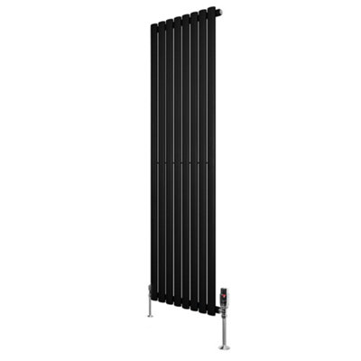 B&Q -  Oval Single Column Radiator 1600mm X 480mm & Trv Chrome Valves Modern Designer Single Panel