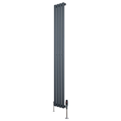 B&Q -  Oval Single Column Radiator 1800mm X 240mm & Trv Chrome Valves Modern Designer Single Panel
