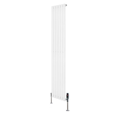 B&Q -  Oval Single Column Radiator 1800mm X 360mm & Trv Chrome Valves Modern Designer Single Panel