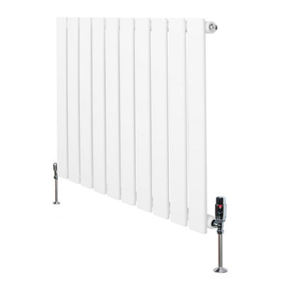 MonsterShop Flat Single Column Radiator 600mm X 700mm & Trv Chrome ValvesWhite from B&Q
