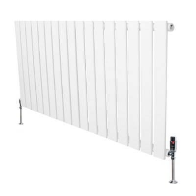 MonsterShop Flat Single Column Radiator 600mm X 1190mm & Trv Chrome ValvesWhite