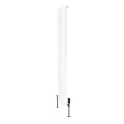 B&Q -  Flat Single Column Radiator 1600mm X 280mm & Trv Chrome ValvesWhite