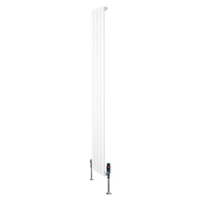 Monstershop White Flat Single Column Radiator 1800Mm X 280Mm & Trv Chrome Valves Size 6 B&Q