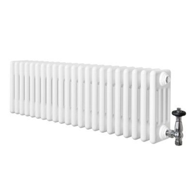 B&Q -  Traditional 4 Column Radiator 300mm X 1010mm & Trv Chrome Valves Central Heating