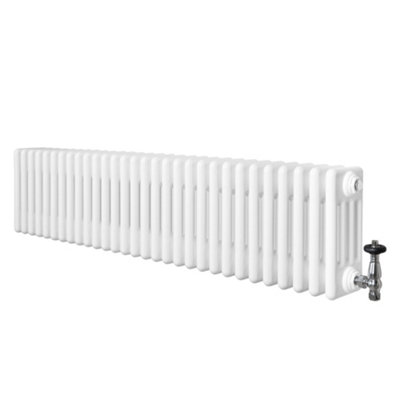 B&Q -  Traditional 4 Column Radiator 300mm X 1370mm & Trv Chrome Valves Central Heating