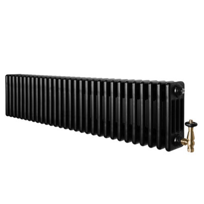 B&Q -  Traditional 4 Column Radiator 300mm X 1370mm & Trv Brass Valves Central Heating