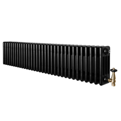 B&Q -  Traditional 4 Column Radiator 300mm X 1505mm & Trv Brass Valves Central Heating