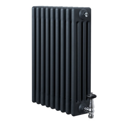 MonsterShop Traditional 4 Column Radiator 600mm X 425mm & Trv Chrome Valves Central Heating from B&Q