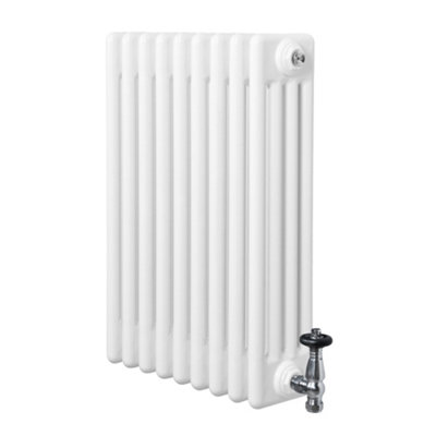 MonsterShop Traditional 4 Column Radiator 600mm X 425mm & Trv Chrome Valves Central Heating from B&Q