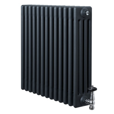 MonsterShop Traditional 4 Column Radiator 600mm X 605mm & Trv Chrome Valves Central Heating from B&Q