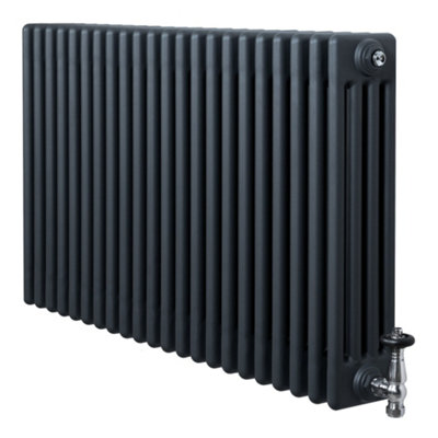 B&Q -  Traditional 4 Column Radiator 600mm X 1010mm & Trv Chrome Valves Central Heating