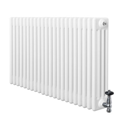 MonsterShop Traditional 4 Column Radiator 600mm X 1010mm & Trv Chrome Valves Central Heating from B&Q
