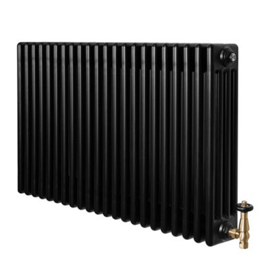 B&Q -  Traditional 4 Column Radiator 600mm X 1010mm & Trv Brass Valves Central Heating